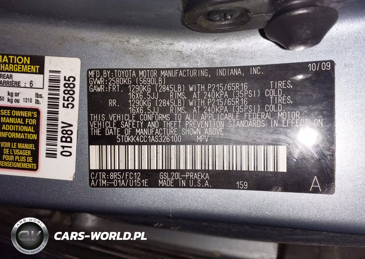 2010 Toyota Sienna Le VIN:5TDKK4CC1AS326100 - 9