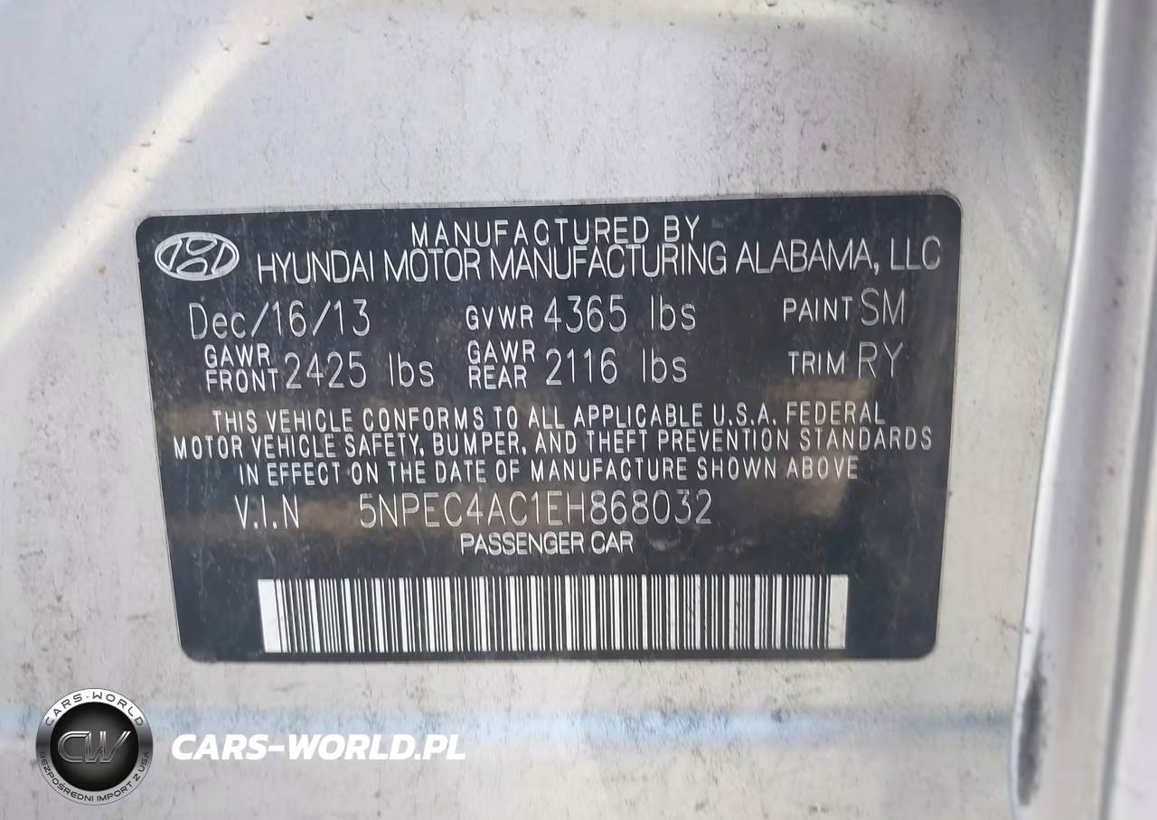 2014 Hyundai Sonata Limited VIN:5NPEC4AC1EH868032 - 9