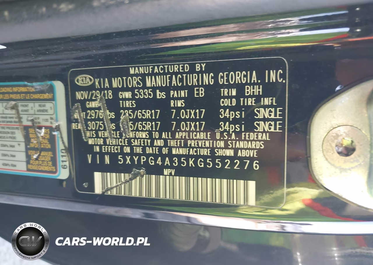 2019 Kia Sorento 2.4L Lx VIN:5XYPG4A35KG552276 - 9
