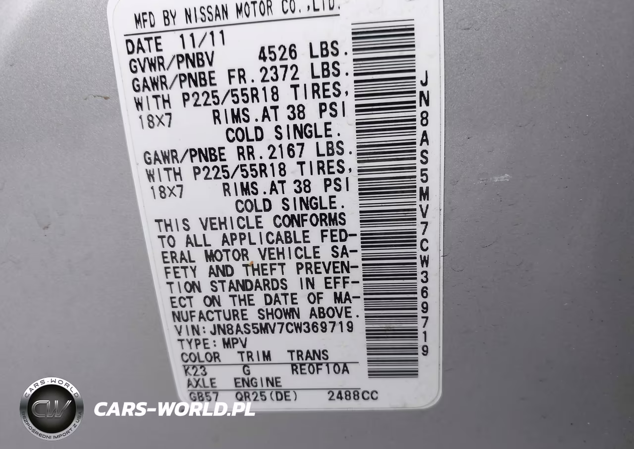 2012 Nissan Rogue Sv W-Sl Pkg VIN:JN8AS5MV7CW369719 - 9