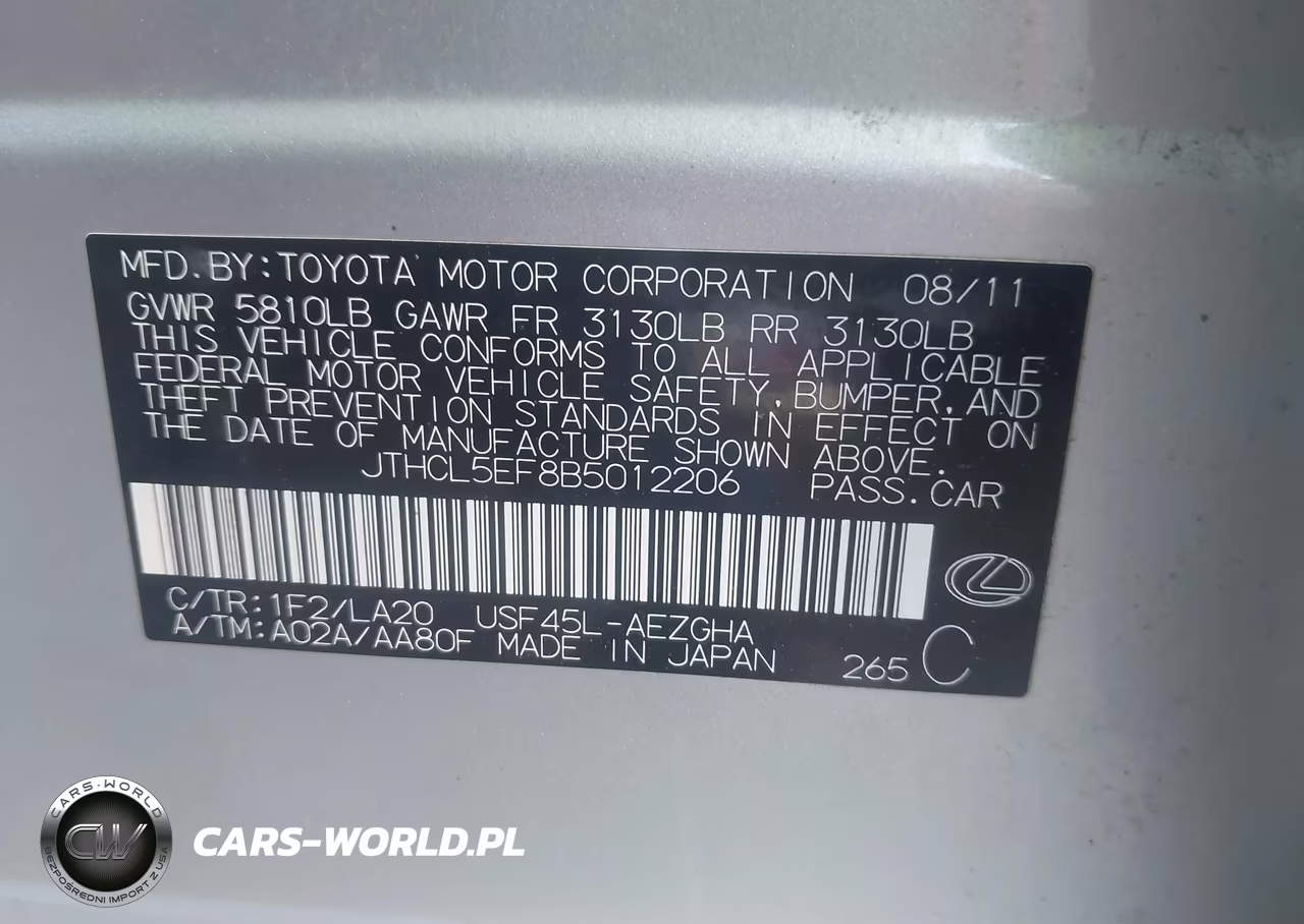 2011 Lexus Ls 460 VIN:JTHCL5EF8B5012206 - 9