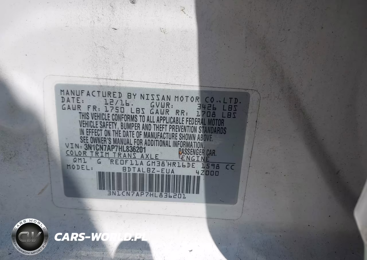 2017 Nissan Versa 1.6 Sv VIN:3N1CN7AP7HL836201 - 9