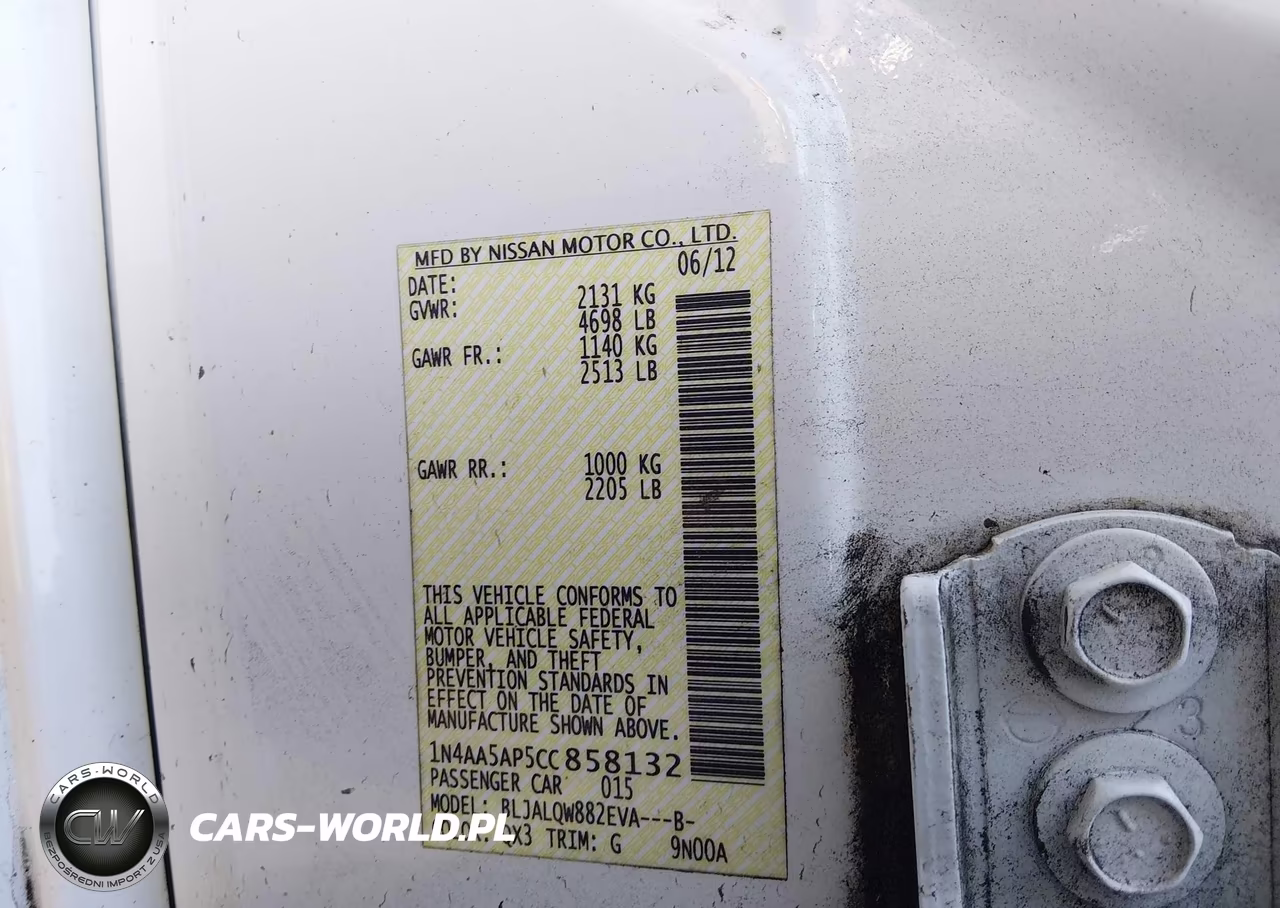 2012 Nissan Maxima 3.5 S VIN:1N4AA5AP5CC858132 - 9