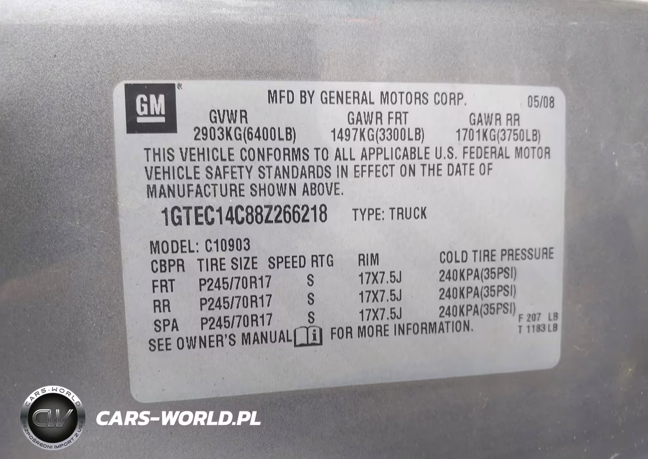 2008 GMC Sierra 1500 Work Truck VIN:1GTEC14C88Z266218 - 9