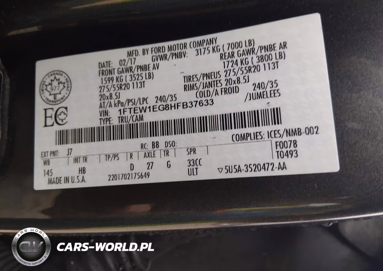 2017 Ford F-150 Lariat VIN:1FTEW1EG8HFB37633 - 9