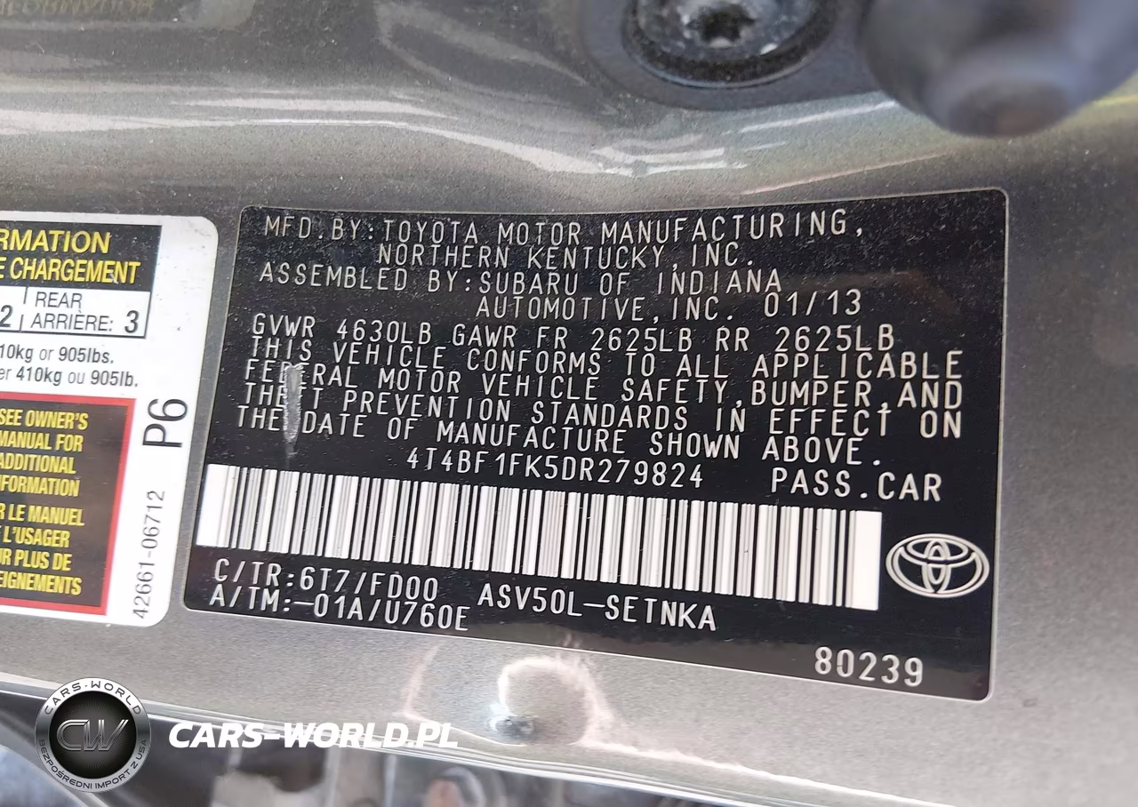 2013 Toyota Camry Le VIN:4T4BF1FK5DR279824 - 9