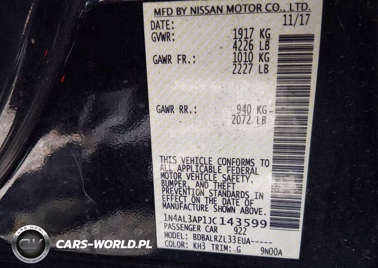 2018 Nissan Altima 2.5 Sl VIN:1N4AL3AP1JC143599 - 9