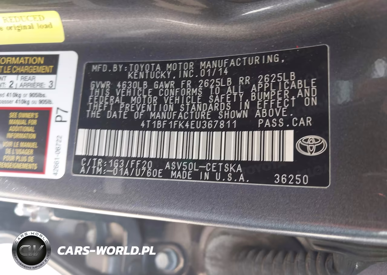 2014 Toyota Camry Se VIN:4T1BF1FK4EU367811 - 9