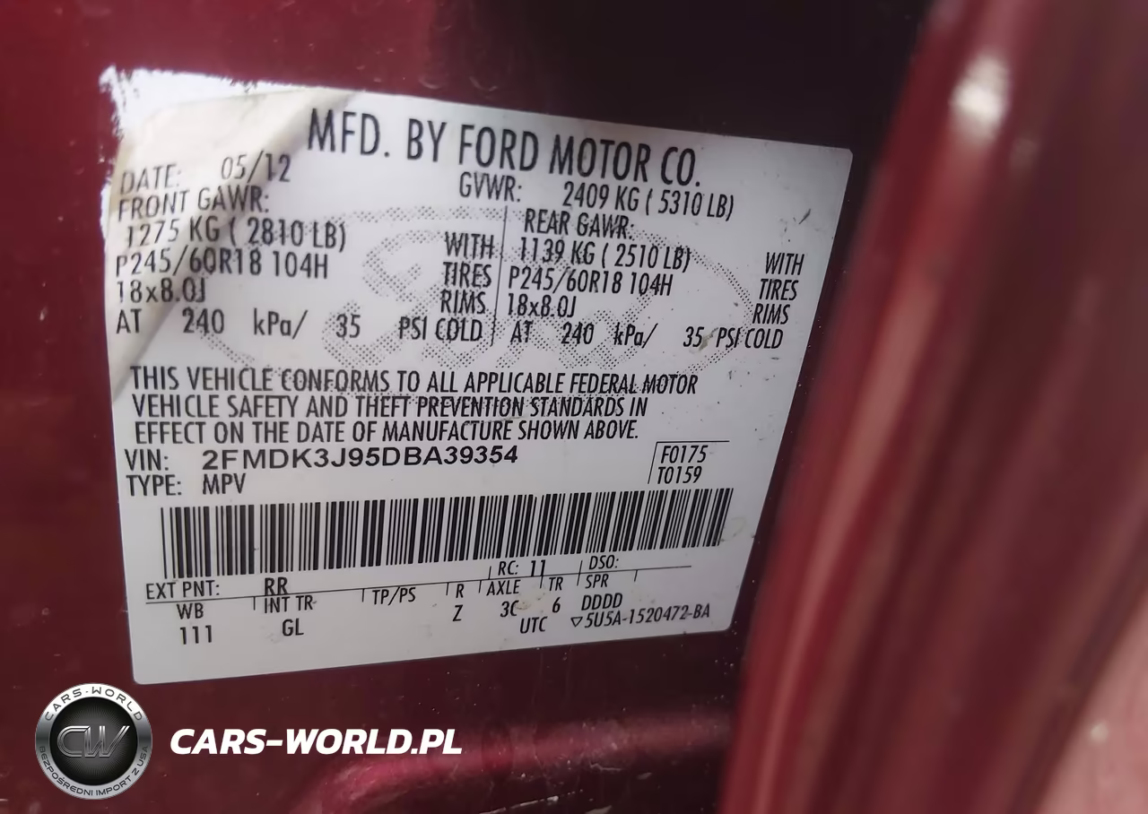 2013 Ford Edge Sel VIN:2FMDK3J95DBA39354 - 9