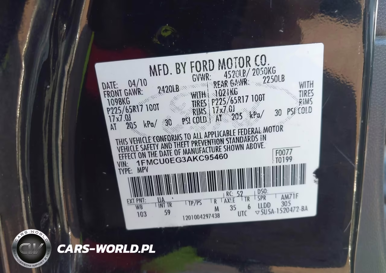 2010 Ford Escape Limited VIN:1FMCU0EG3AKC95460 - 9