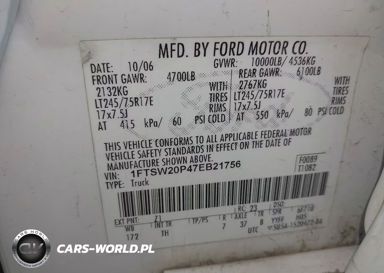 2007 Ford F-250 VIN:1FTSW20P47EB21756 - 9