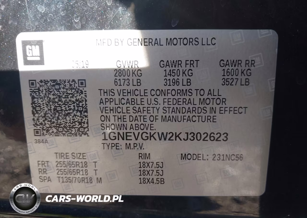 2019 Chevrolet Traverse 1Lt VIN:1GNEVGKW2KJ302623 - 9