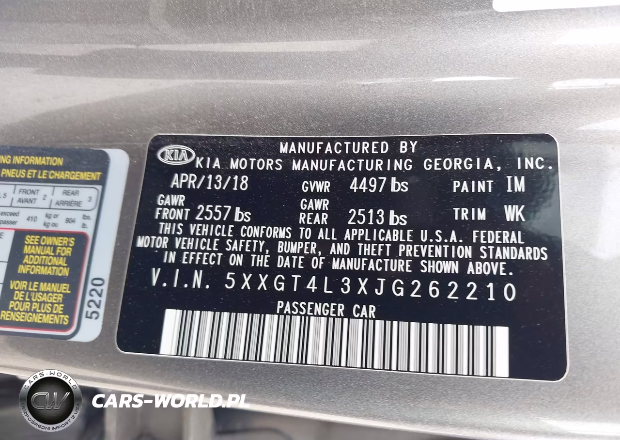2018 Kia Optima Lx VIN:5XXGT4L3XJG262210 - 9