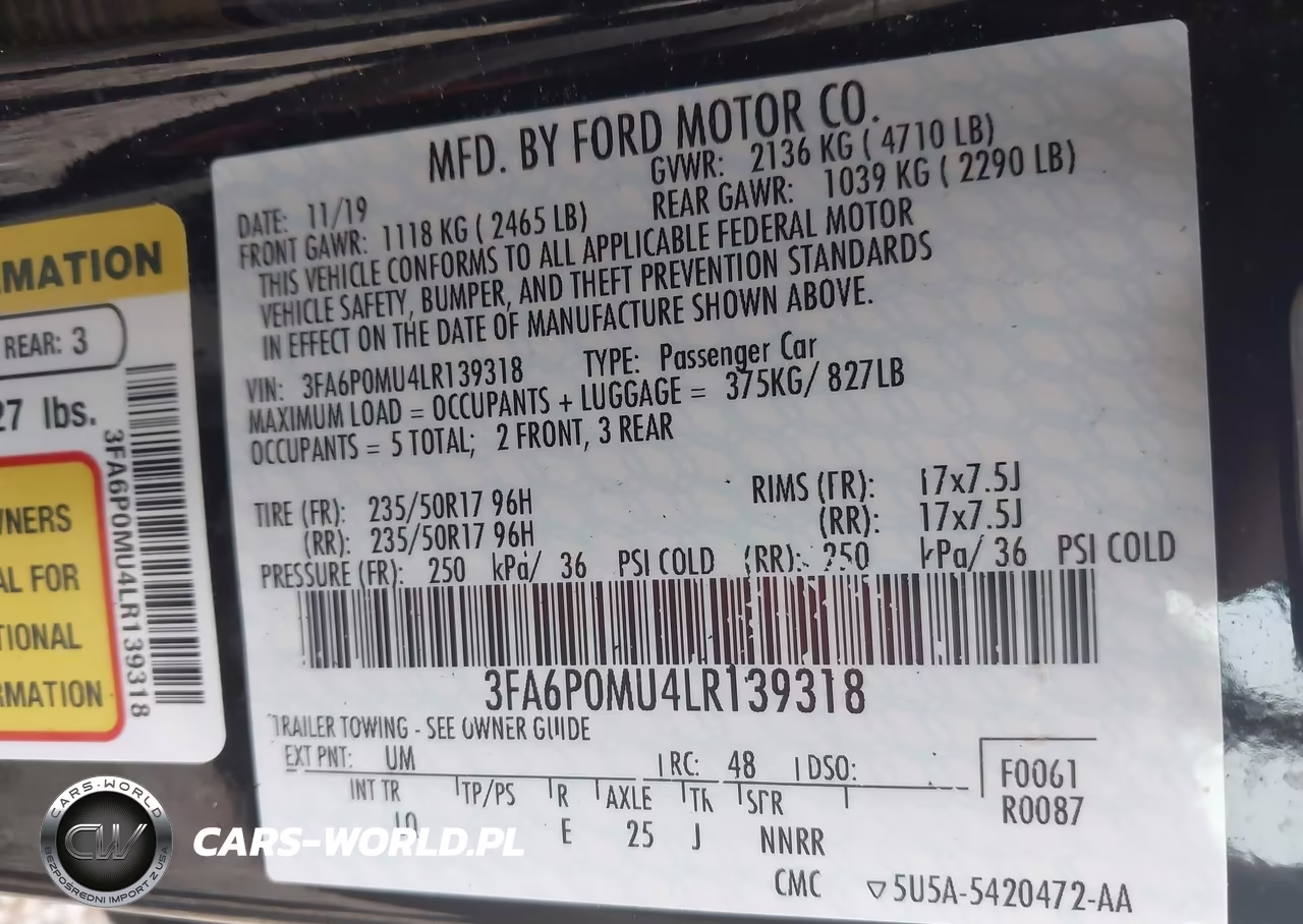 2020 Ford Fusion Hybrid Sel VIN:3FA6P0MU4LR139318 - 9