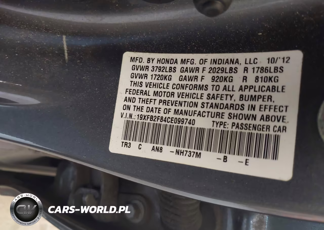 2012 Honda Civic Ex VIN:19XFB2F84CE099740 - 9