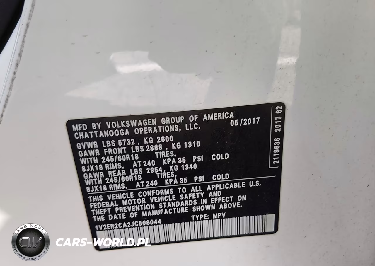 2018 Volkswagen Atlas 3.6L V6 Sel VIN:1V2ER2CA2JC508044 - 9