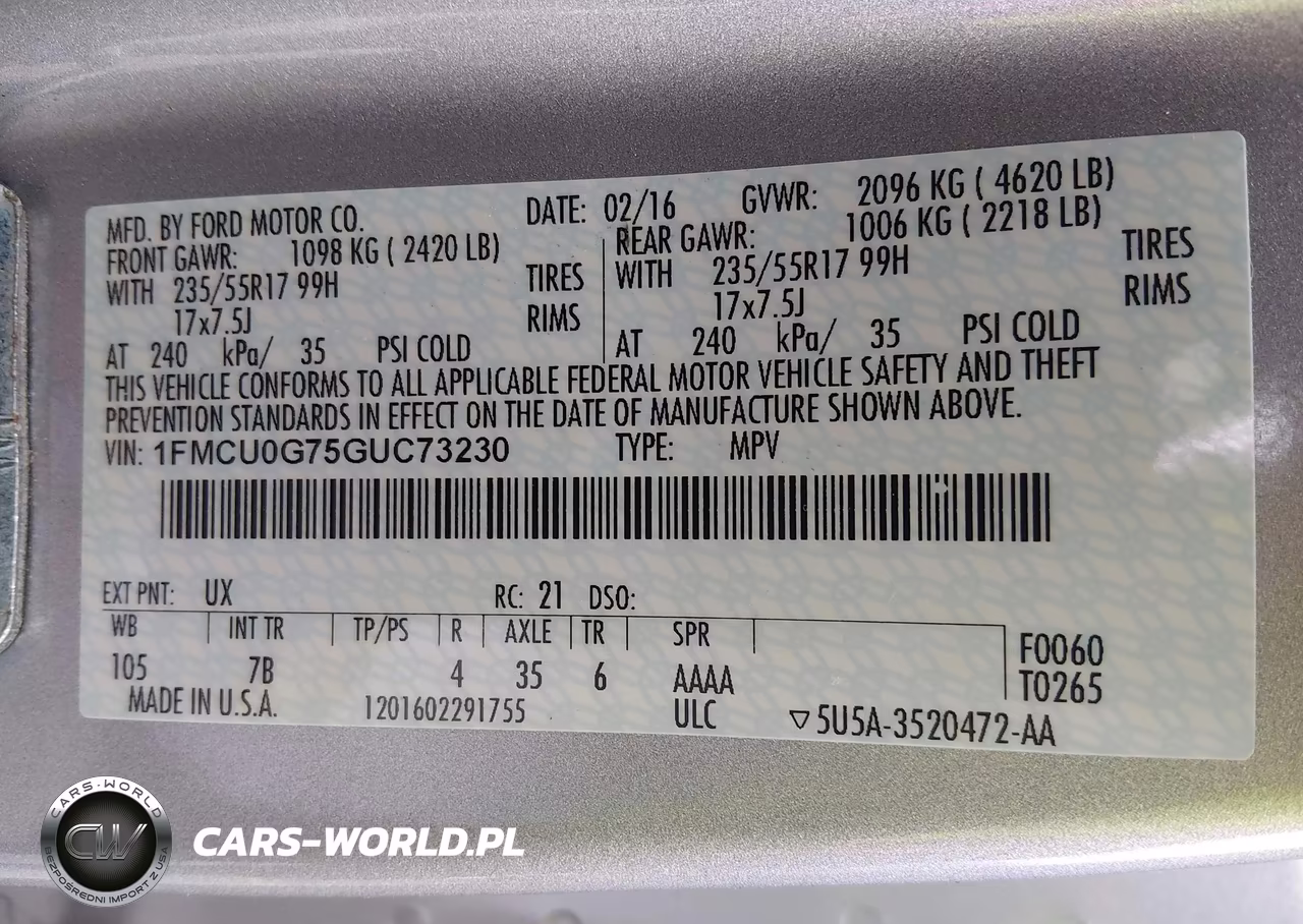 2016 Ford Escape Se VIN:1FMCU0G75GUC73230 - 9