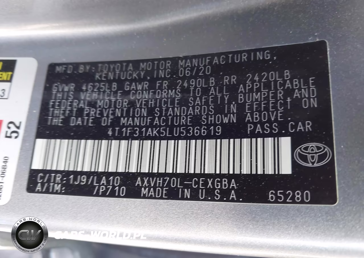 2020 Toyota Camry Xle Hybrid VIN:4T1F31AK5LU536619 - 9