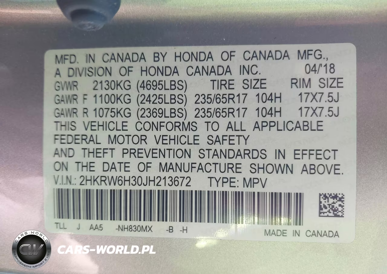 2018 Honda Cr-V Lx VIN:2HKRW6H30JH213672 - 9