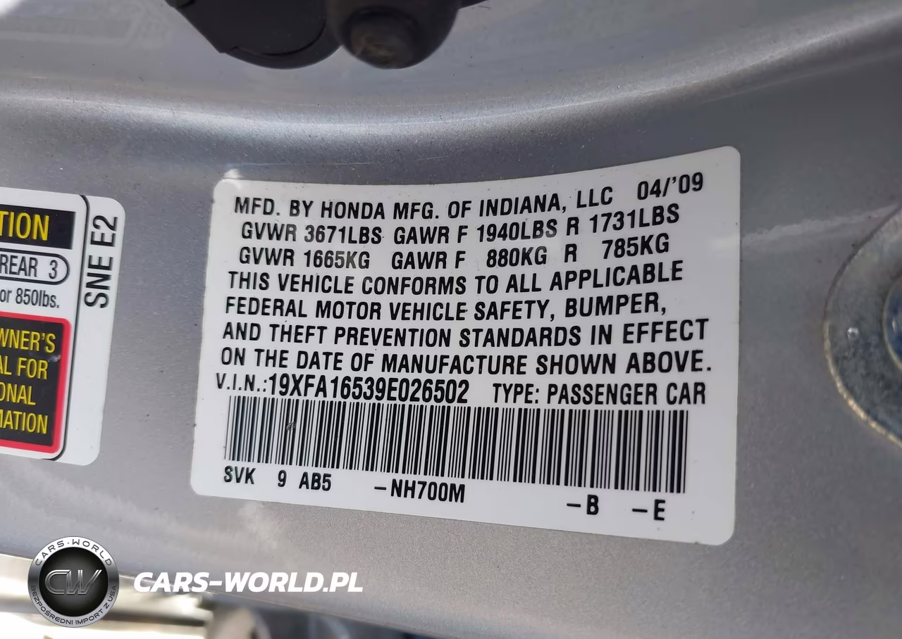2009 Honda Civic Lx VIN:19XFA16539E026502 - 9