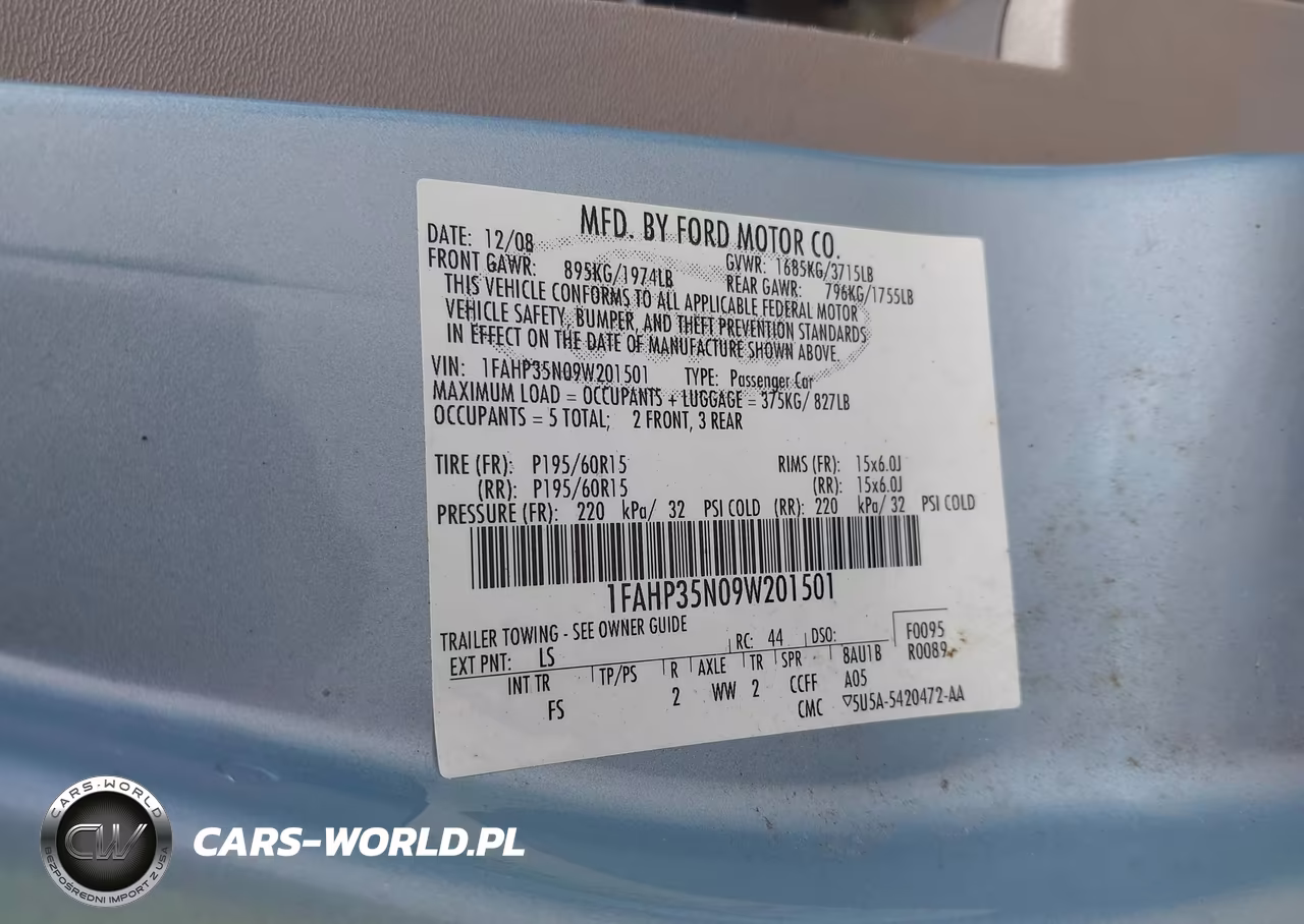 2009 Ford Focus Se VIN:1FAHP35N09W201501 - 9
