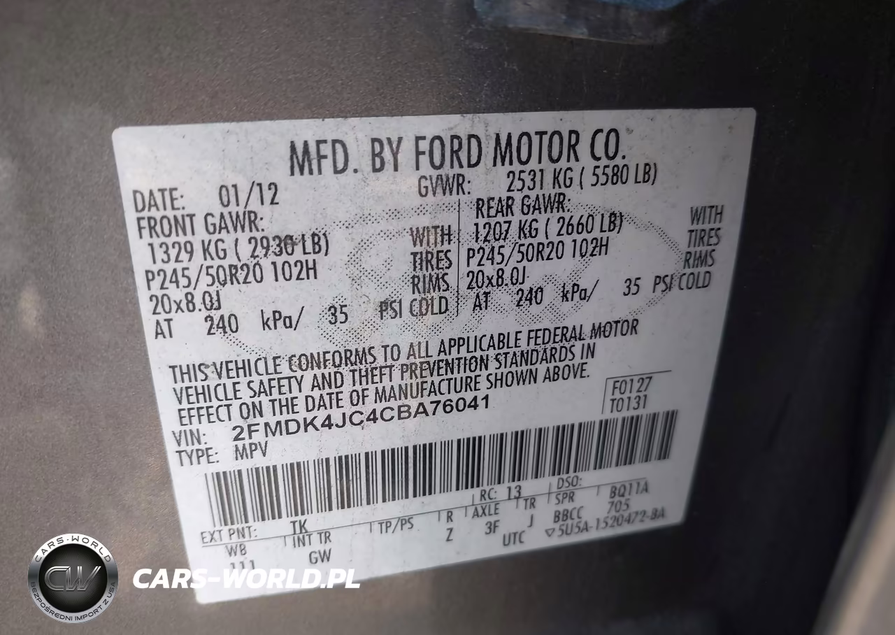 2012 Ford Edge Sel VIN:2FMDK4JC4CBA76041 - 9