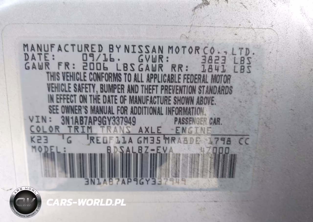 2016 Nissan Sentra S VIN:3N1AB7AP9GY337949 - 9