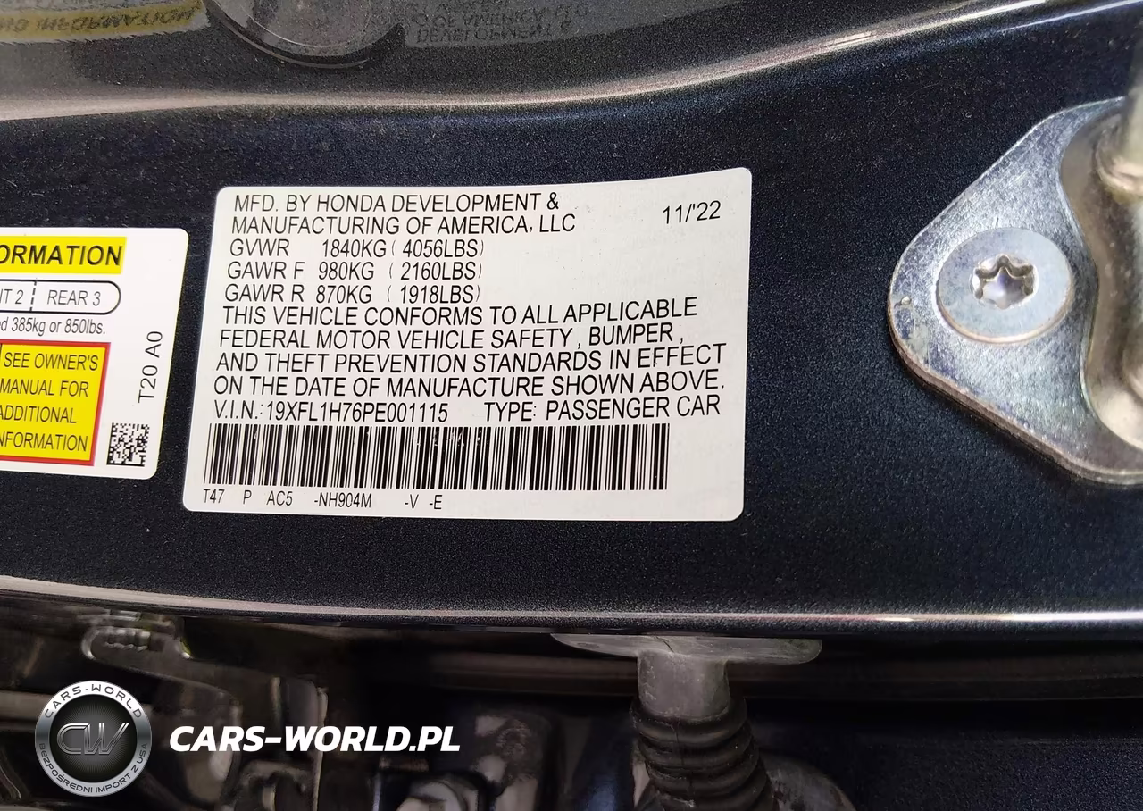 2023 Honda Civic Ex-L-Ex-L W-O Bsi VIN:19XFL1H76PE001115 - 9