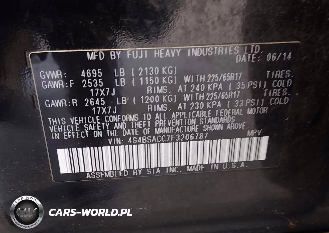 2015 Subaru Outback 2.5I Premium VIN:4S4BSACC7F3206787 - 9
