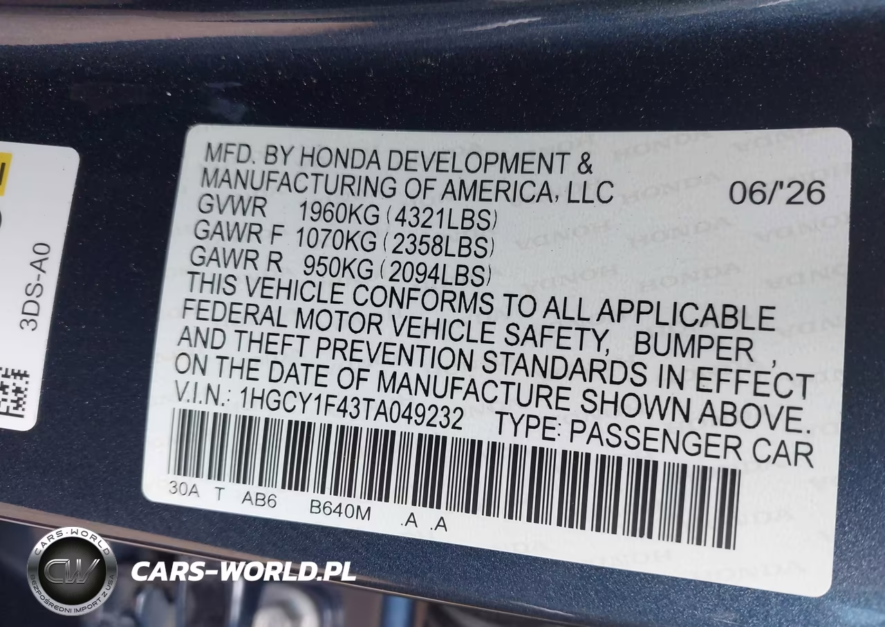 2026 Honda Accord Se VIN:1HGCY1F43TA049232 - 9