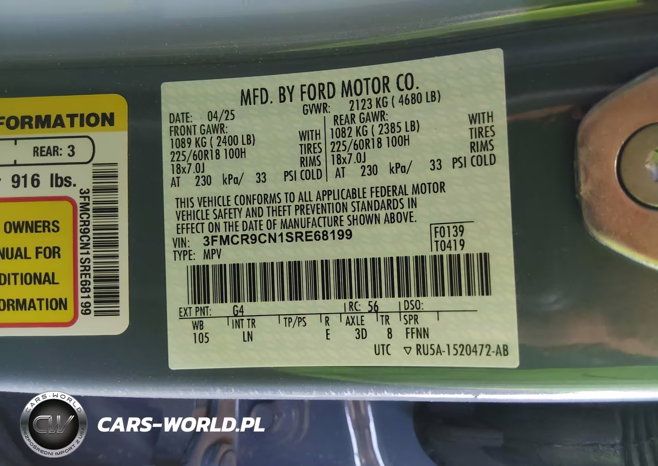 2025 Ford Bronco Sport Outer Banks VIN:3FMCR9CN1SRE68199 - 9