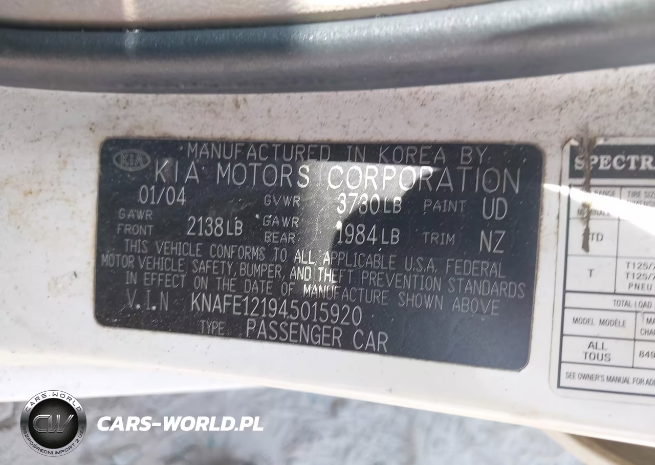 2004 Kia Spectra Ex-Lx VIN:KNAFE121945015920 - 9