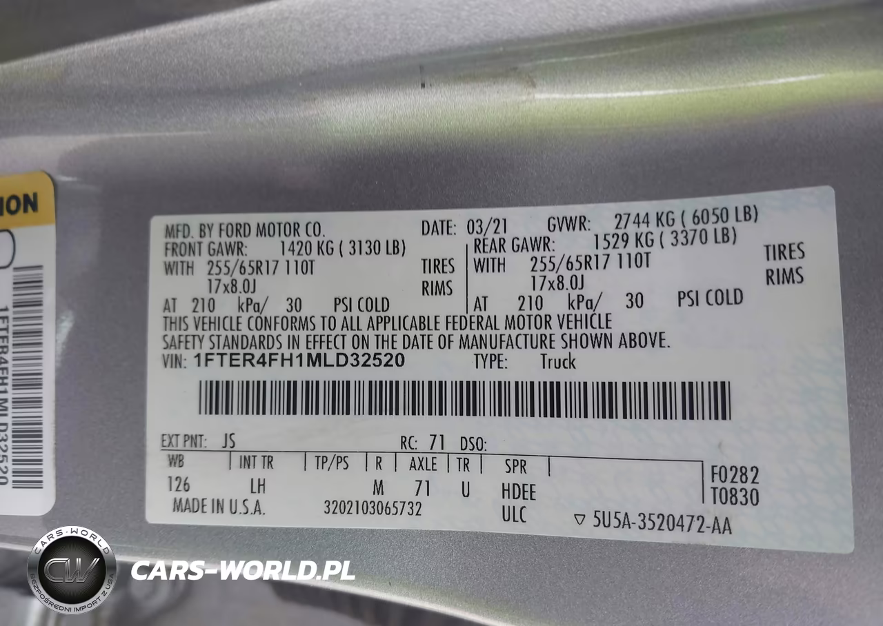 2021 Ford Ranger Xlt VIN:1FTER4FH1MLD32520 - 9