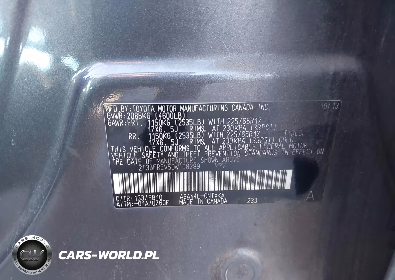 2013 Toyota Rav4 Le VIN:2T3BFREV5DW108289 - 9