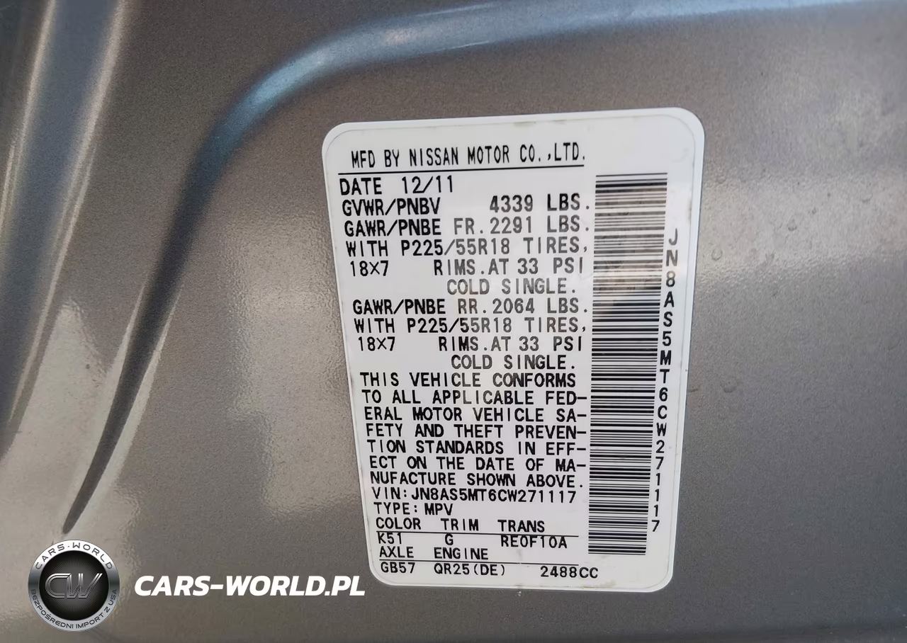 2012 Nissan Rogue Sv W-Sl Pkg VIN:JN8AS5MT6CW271117 - 9