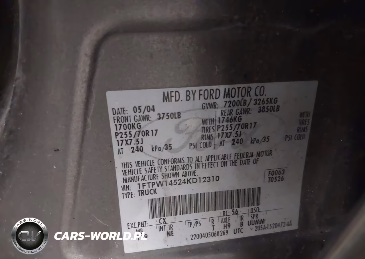 2004 Ford F-150 Fx4-Lariat-Xlt VIN:1FTPW14524KD12310 - 9
