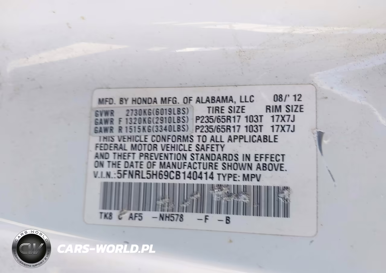 2012 Honda Odyssey Ex-L VIN:5FNRL5H69CB140414 - 9