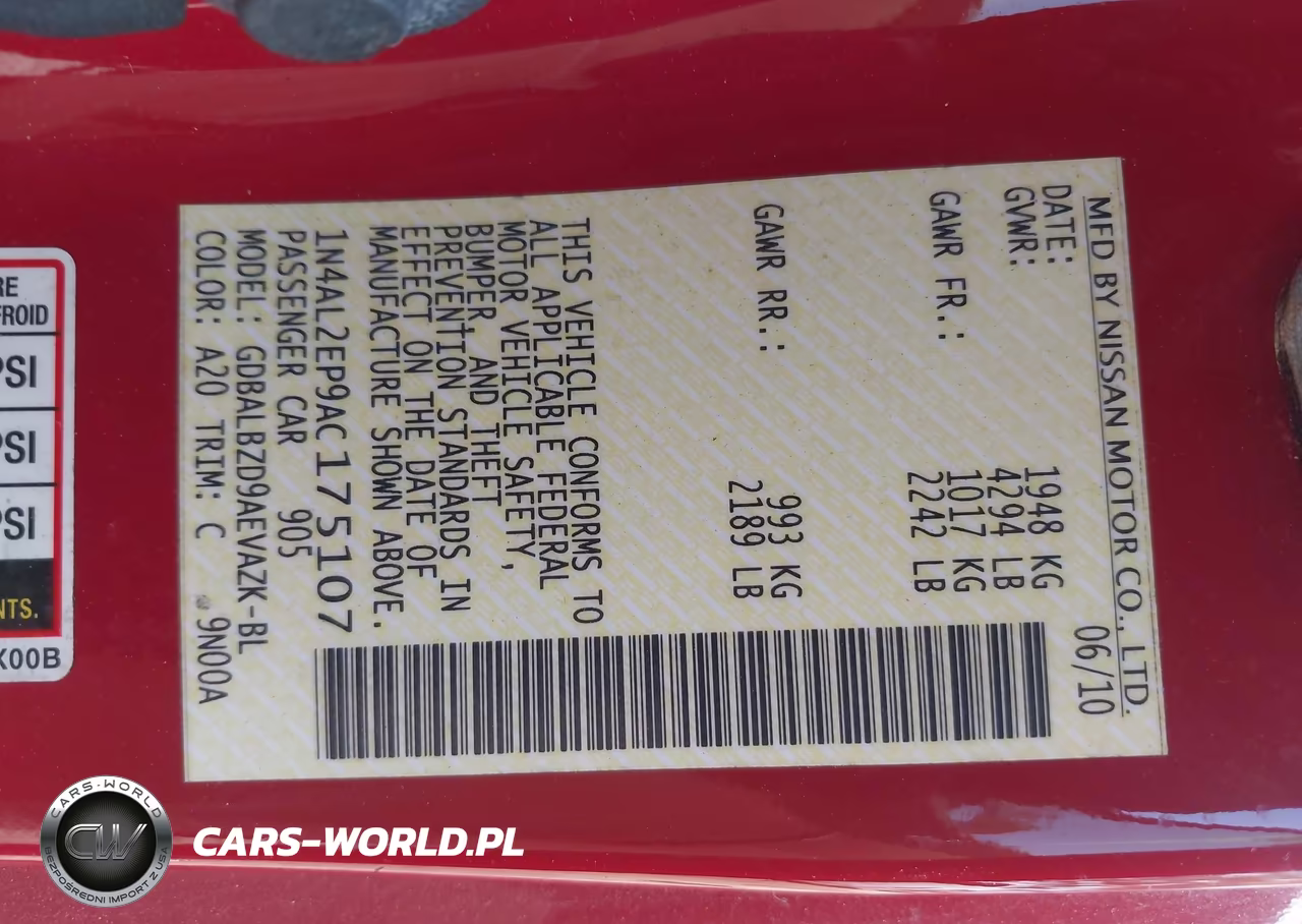 2010 Nissan Altima 2.5 S VIN:1N4AL2EP9AC175107 - 9