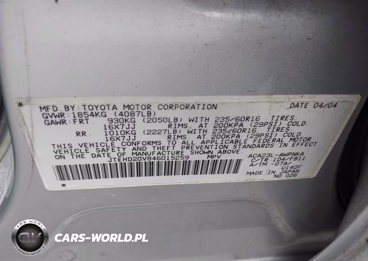 2004 Toyota Rav4 VIN:JTEHD20V846015259 - 9