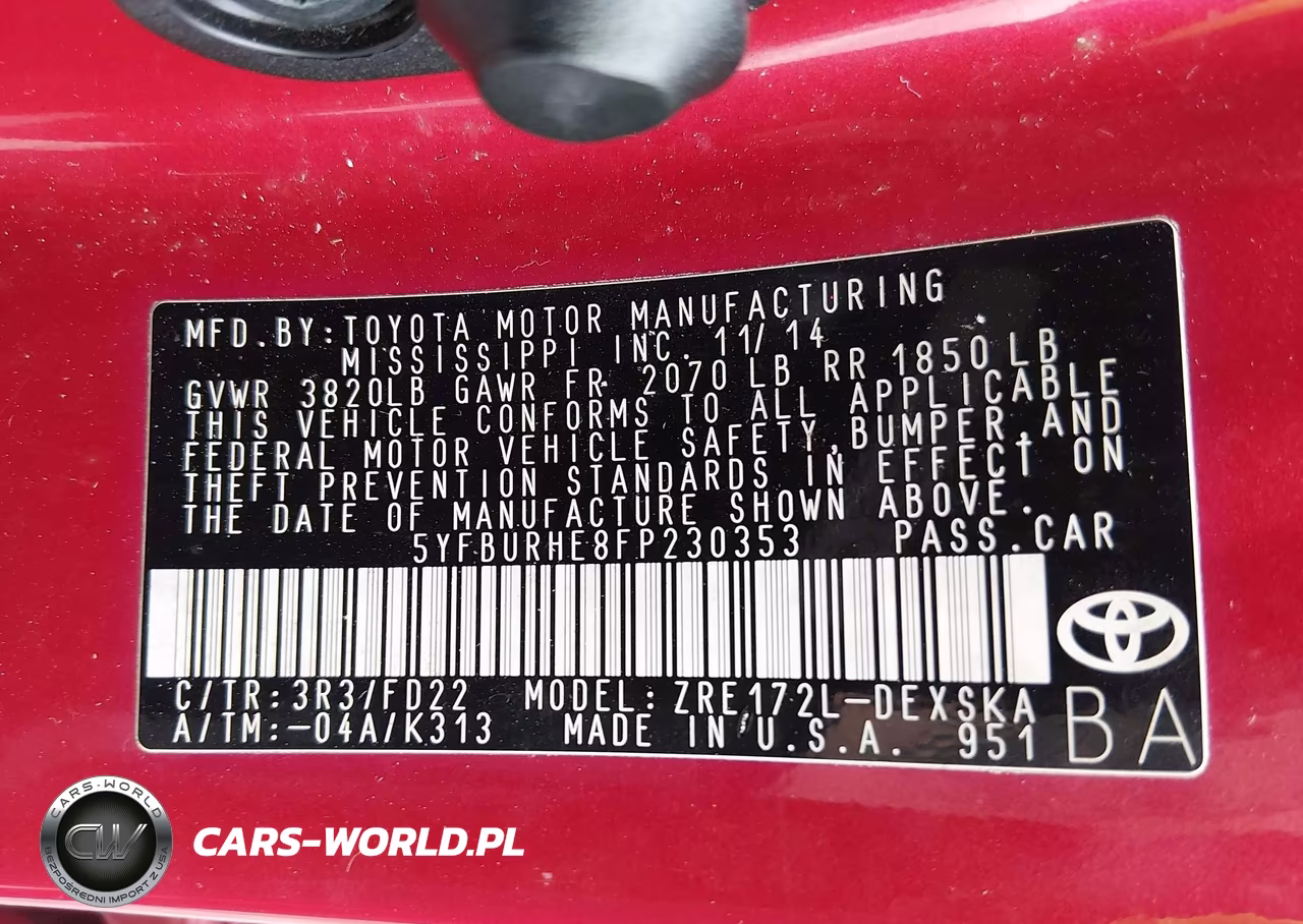 2015 Toyota Corolla S Plus VIN:5YFBURHE8FP230353 - 9