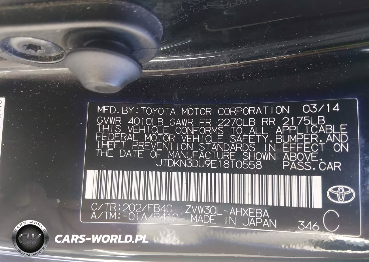 2014 Toyota Prius Two VIN:JTDKN3DU9E1810558 - 9