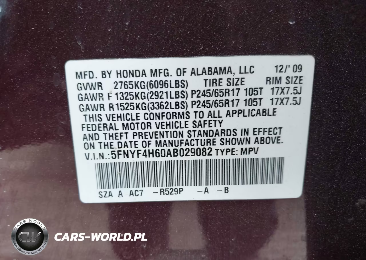 2010 Honda Pilot Ex-L VIN:5FNYF4H60AB029082 - 9
