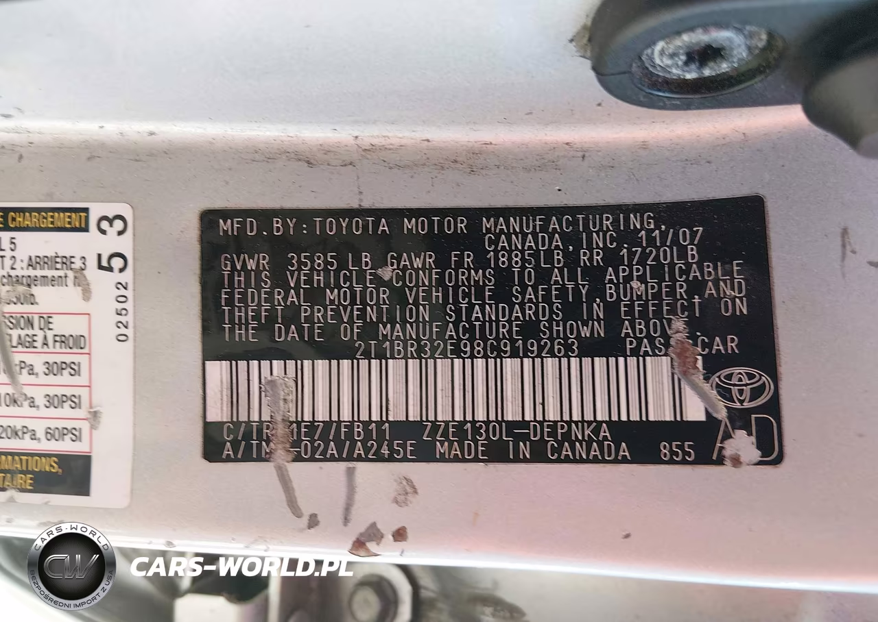 2008 Toyota Corolla Le VIN:2T1BR32E98C919263 - 9