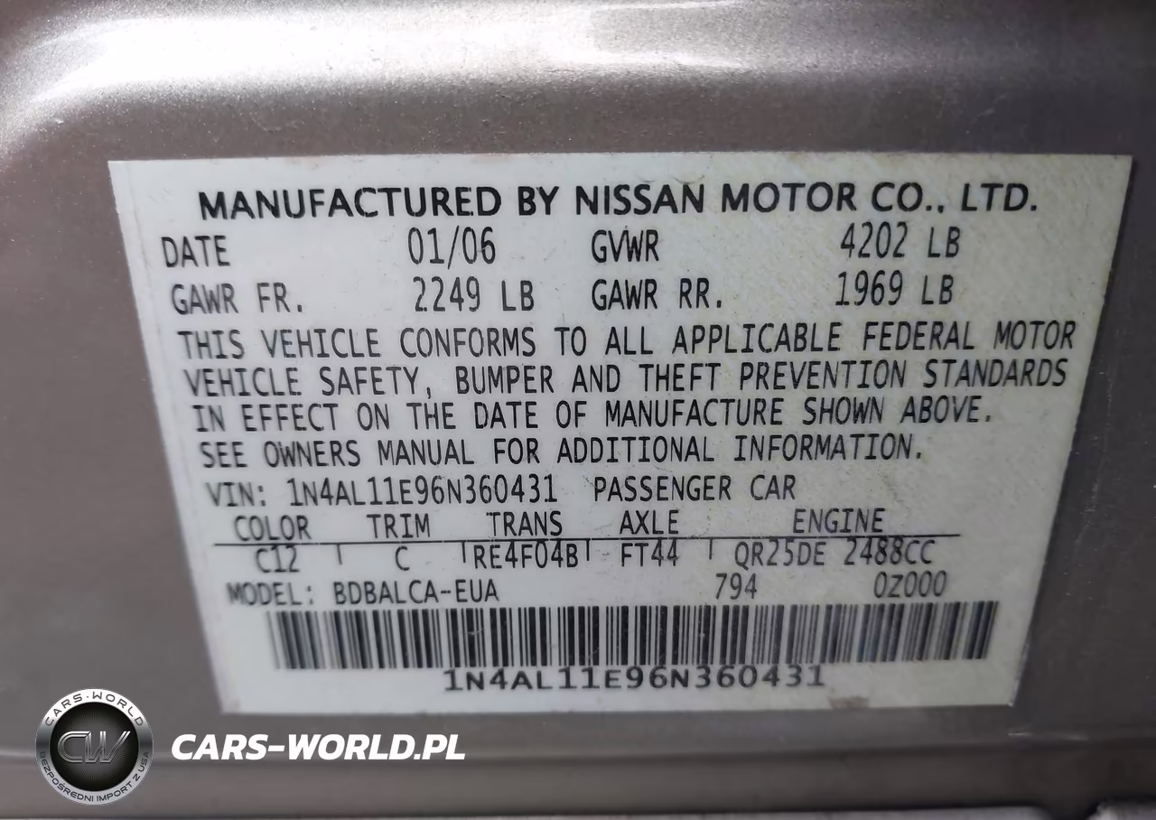 2006 Nissan Altima 2.5 S VIN:1N4AL11E96N360431 - 9