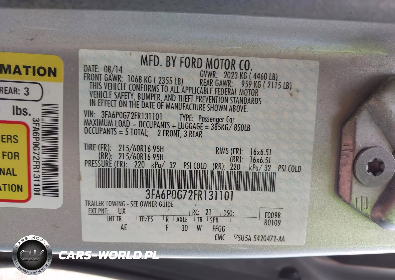 2015 Ford Fusion S VIN:3FA6P0G72FR131101 - 9
