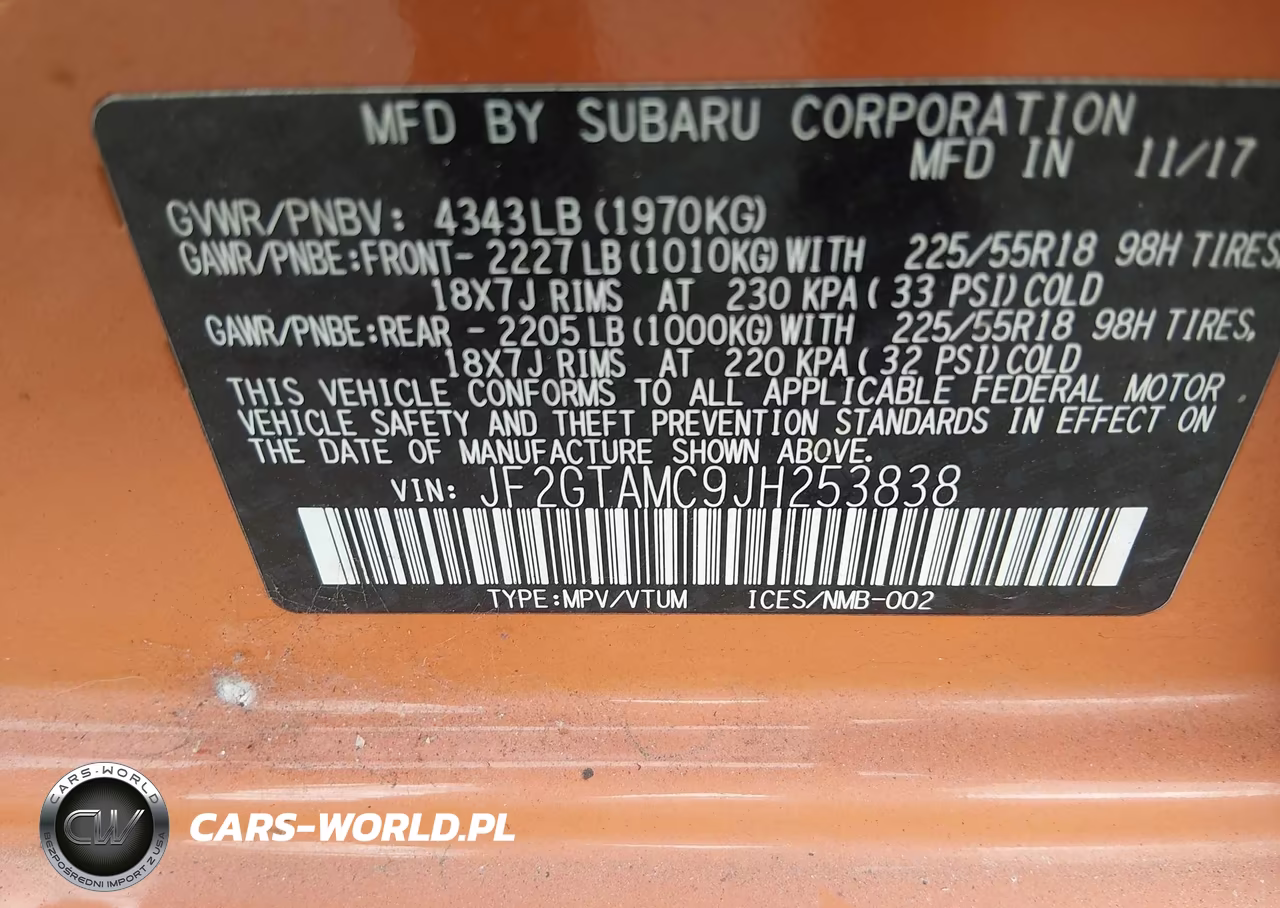 2018 Subaru Crosstrek 2.0I Limited VIN:JF2GTAMC9JH253838 - 9