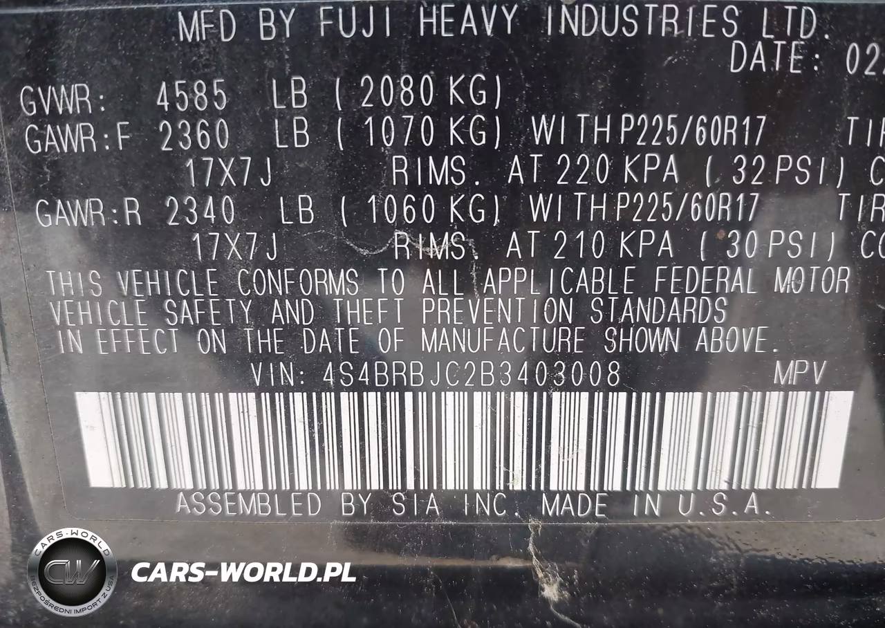 2011 Subaru Outback 2.5I Limited VIN:4S4BRBJC2B3403008 - 9