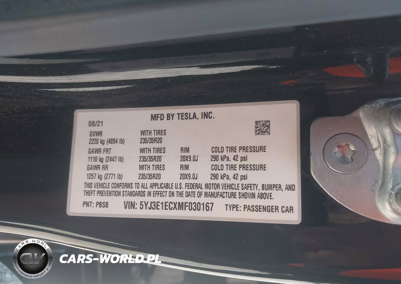 2021 Tesla Model 3 Performance Dual Motor All-Wheel Drive VIN:5YJ3E1ECXMF030167 - 9