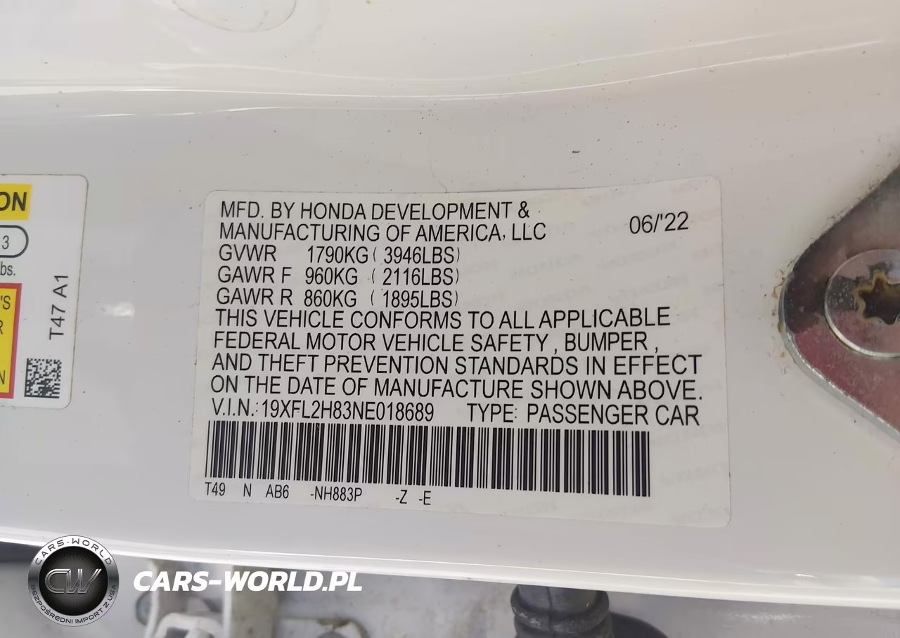 2022 Honda Civic Sport VIN:19XFL2H83NE018689 - 9
