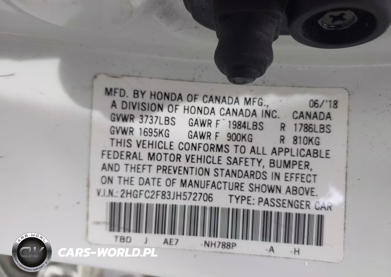 2018 Honda Civic Ex VIN:2HGFC2F83JH572706 - 9